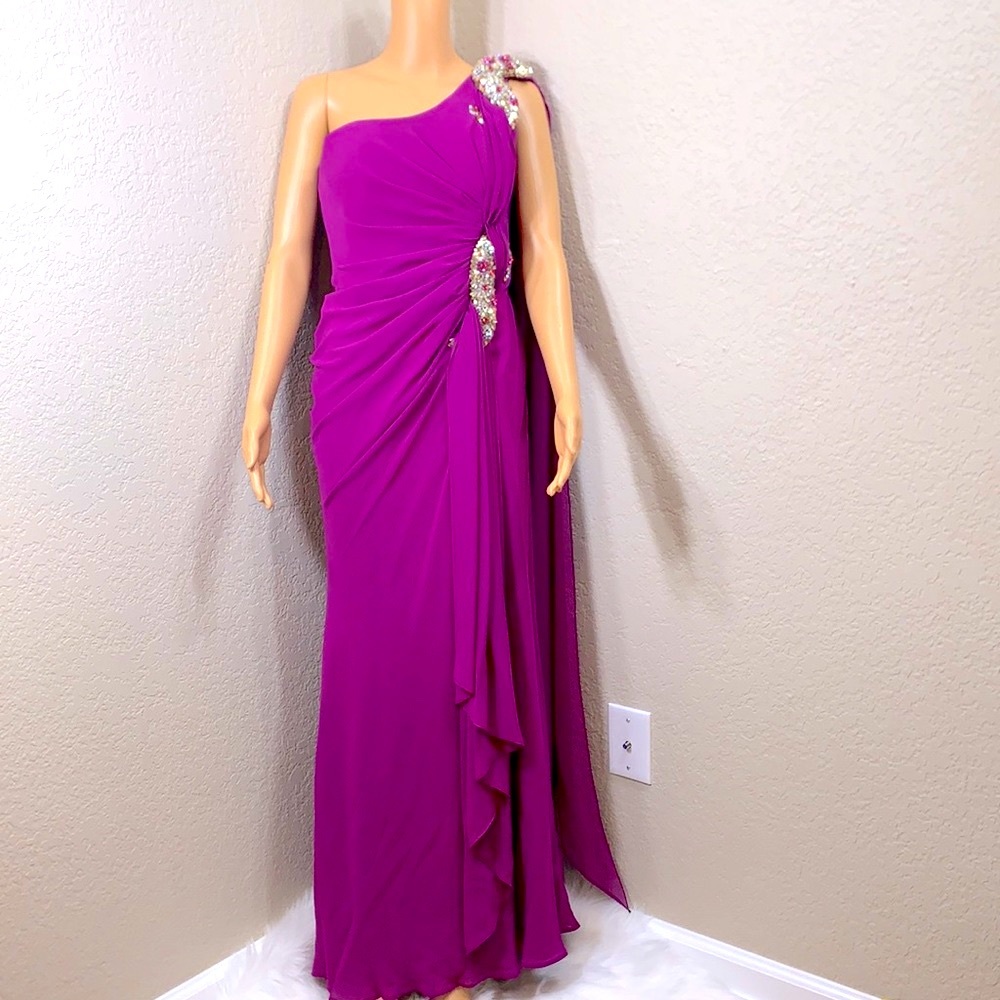 Alfabeta Evening Maxi Dress Fuchsia Color Size 2